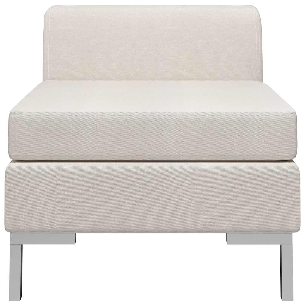 Sectional Middle Sofa with Cushion Fabric Cream