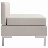 Sectional Middle Sofa with Cushion Fabric Cream - Side View