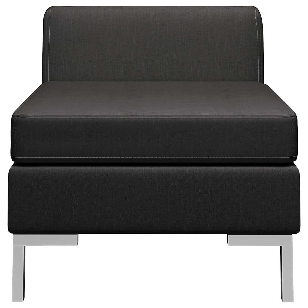 Sectional Middle Sofa with Cushion Fabric Black