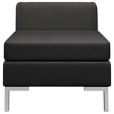 Sectional Middle Sofa with Cushion Fabric Black