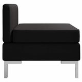Sectional Middle Sofa with Cushion Fabric Black - Side View