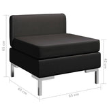 Sectional Middle Sofa with Cushion Fabric Black - Rear View
