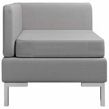Sectional Corner Sofa with Cushion Fabric Light Grey - Front View