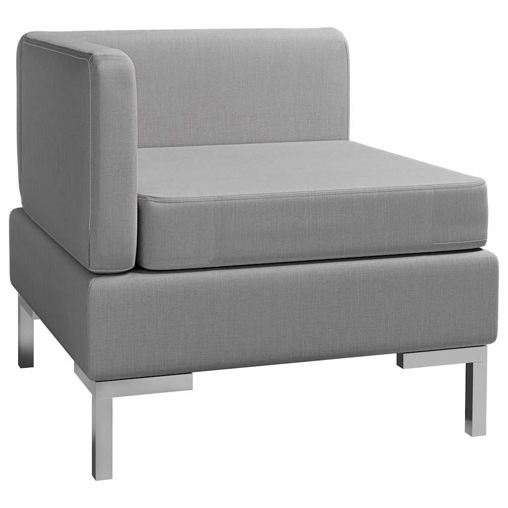 Sectional Corner Sofa with Cushion Fabric Light Grey