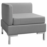 Sectional Corner Sofa with Cushion Fabric Light Grey - Side View