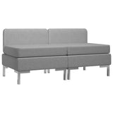 Sectional Middle Sofas 2 pcs with Cushions Fabric Light Grey - Front View