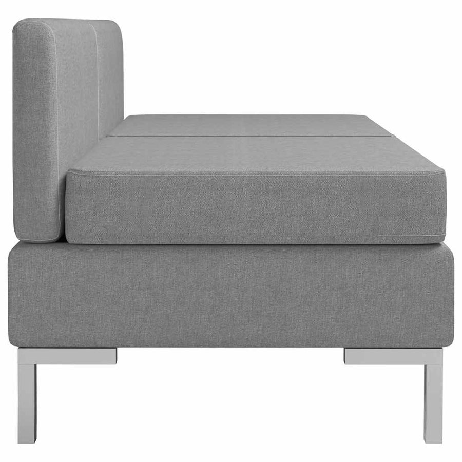 Sectional Middle Sofas 2 pcs with Cushions Fabric Light Grey