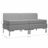 Sectional Middle Sofas 2 pcs with Cushions Fabric Light Grey - Low Angle