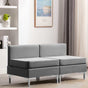 Sectional Middle Sofas 2 pcs with Cushions Fabric Light Grey
