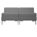 Sectional Middle Sofas 2 pcs with Cushions Fabric Dark Grey - Side View