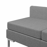 Sectional Middle Sofas 2 pcs with Cushions Fabric Dark Grey - Rear View