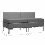Sectional Middle Sofas 2 pcs with Cushions Fabric Dark Grey - Low Angle