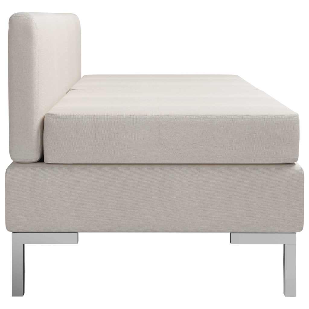 Sectional Middle Sofas 2 pcs with Cushions Fabric Cream