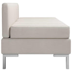 Sectional Middle Sofas 2 pcs with Cushions Fabric Cream