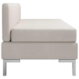 Sectional Middle Sofas 2 pcs with Cushions Fabric Cream - Top-Down View