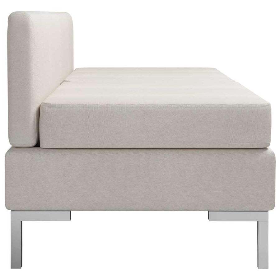 Sectional Middle Sofas 2 pcs with Cushions Fabric Cream