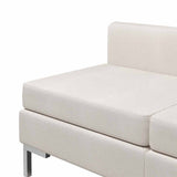 Sectional Middle Sofas 2 pcs with Cushions Fabric Cream - Rear View