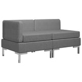 Sectional Corner and Middle Sofas with Cushions Fabric Dark Grey - Front View