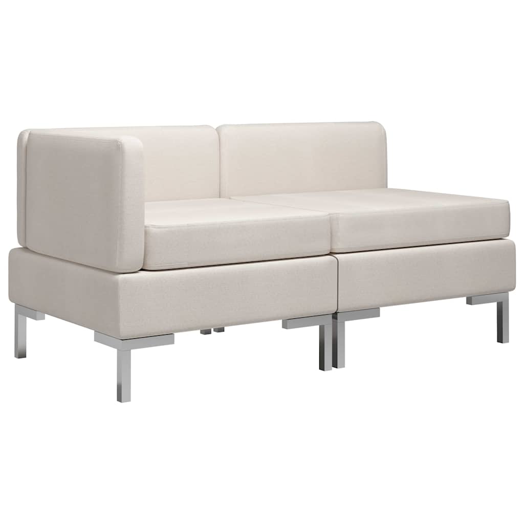 2 Piece Sofa Set Fabric Cream