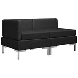 2 Piece Sofa Set Fabric Black - Front View