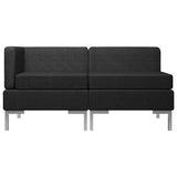 2 Piece Sofa Set Fabric Black - Side View