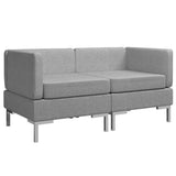 Sectional Corner Sofas 2 pcs with Cushions Fabric Light Grey - Front View