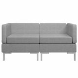 Sectional Corner Sofas 2 pcs with Cushions Fabric Light Grey - Side View