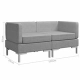 Sectional Corner Sofas 2 pcs with Cushions Fabric Light Grey - Low Angle