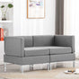 Sectional Corner Sofas 2 pcs with Cushions Fabric Light Grey