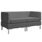 Sectional Corner Sofas 2 pcs with Cushions Fabric Dark Grey