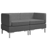 Sectional Corner Sofas 2 pcs with Cushions Fabric Dark Grey - Front View