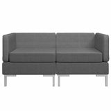 Sectional Corner Sofas 2 pcs with Cushions Fabric Dark Grey - Side View