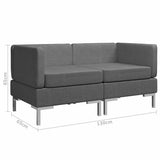 Sectional Corner Sofas 2 pcs with Cushions Fabric Dark Grey