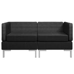 Sectional Corner Sofas 2 pcs with Cushions Fabric Black