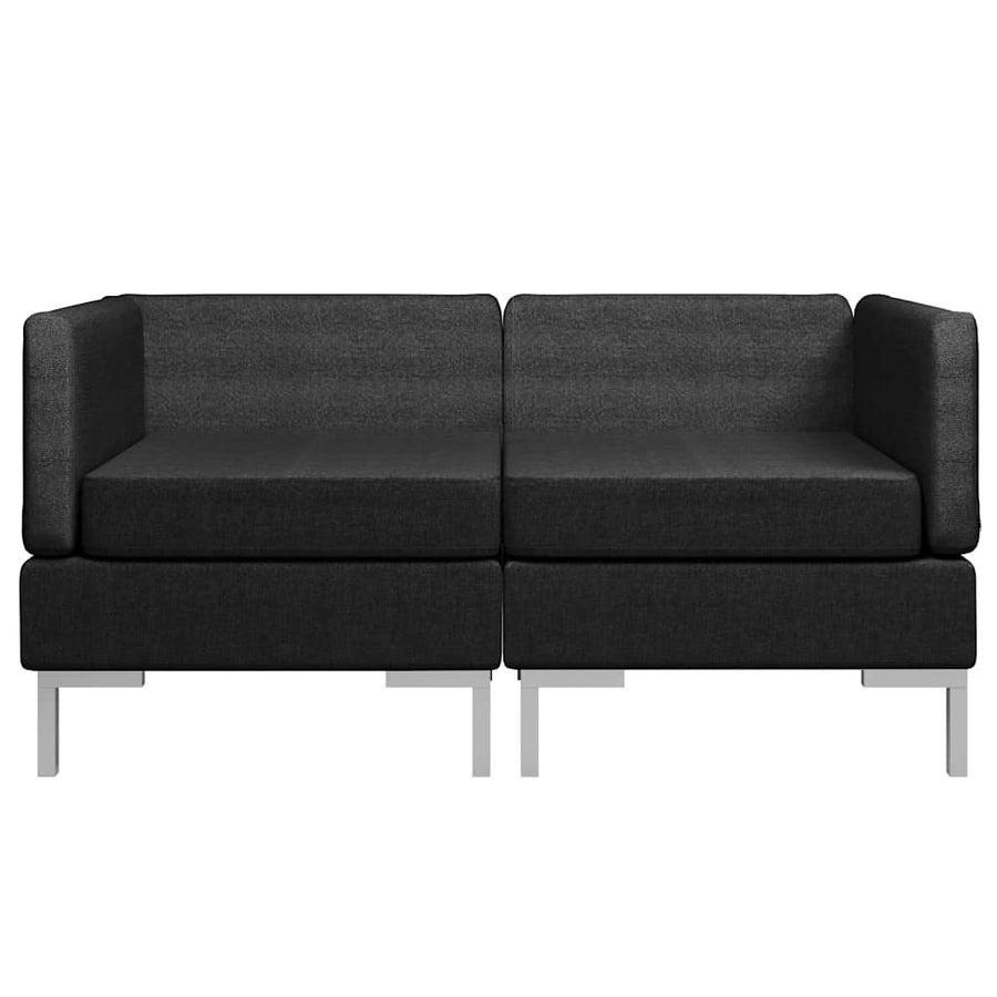 Sectional Corner Sofas 2 pcs with Cushions Fabric Black