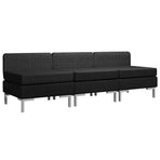 Sectional Middle Sofas 3 pcs with Cushions Fabric Black