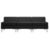 Sectional Middle Sofas 3 pcs with Cushions Fabric Black