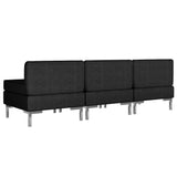 Sectional Middle Sofas 3 pcs with Cushions Fabric Black - 45-Degree Angle