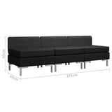Sectional Middle Sofas 3 pcs with Cushions Fabric Black - Low Angle