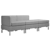 3 Piece Sofa Set Fabric Light Grey - Front View