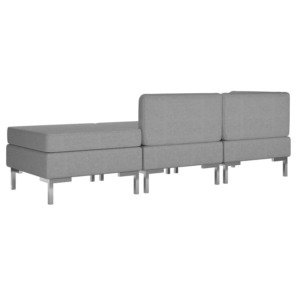 3 Piece Sofa Set Fabric Light Grey