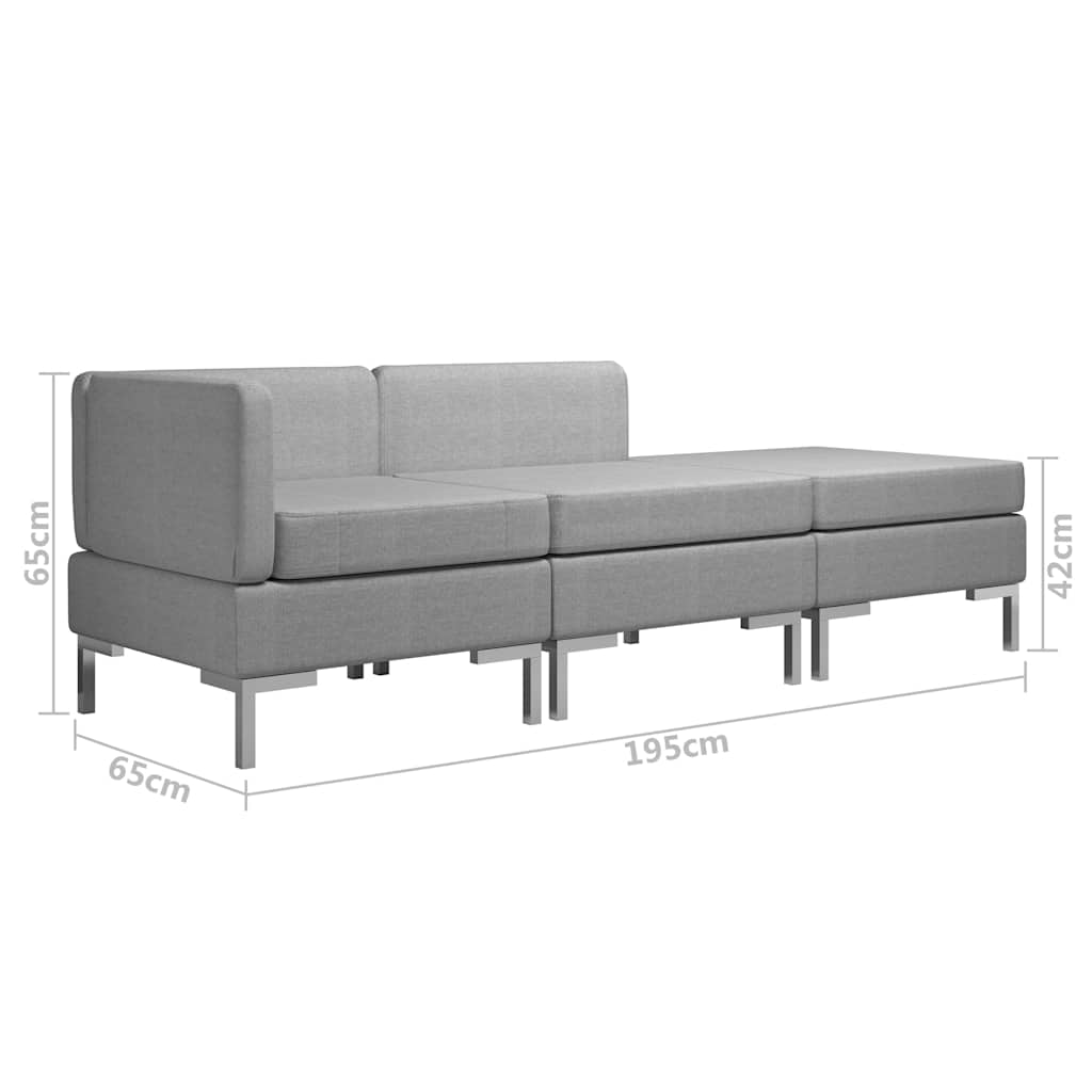 3 Piece Sofa Set Fabric Light Grey