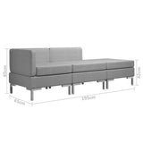 3 Piece Sofa Set Fabric Light Grey - Low Angle