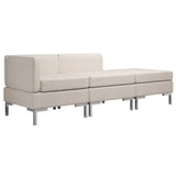 3 Piece Sofa Set Fabric Cream - Front View