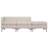 3 Piece Sofa Set Fabric Cream - Side View