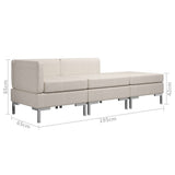3 Piece Sofa Set Fabric Cream