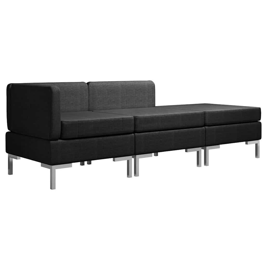 3 Piece Sofa Set Fabric Black
