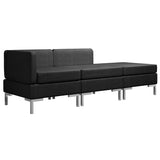 3 Piece Sofa Set Fabric Black - Front View