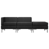 3 Piece Sofa Set Fabric Black - Side View