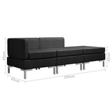 3 Piece Sofa Set Fabric Black - Low Angle